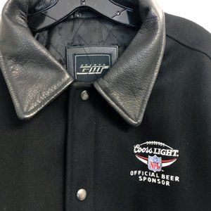 NFL COORS LIGHT G-111 LEATHER LETTERMAN JACKET